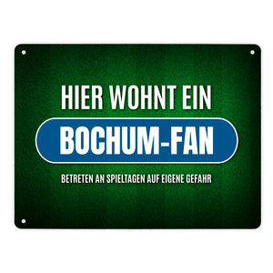 Hier wohnt ein Bochum-Fan Metallschild mit Rasen Motiv