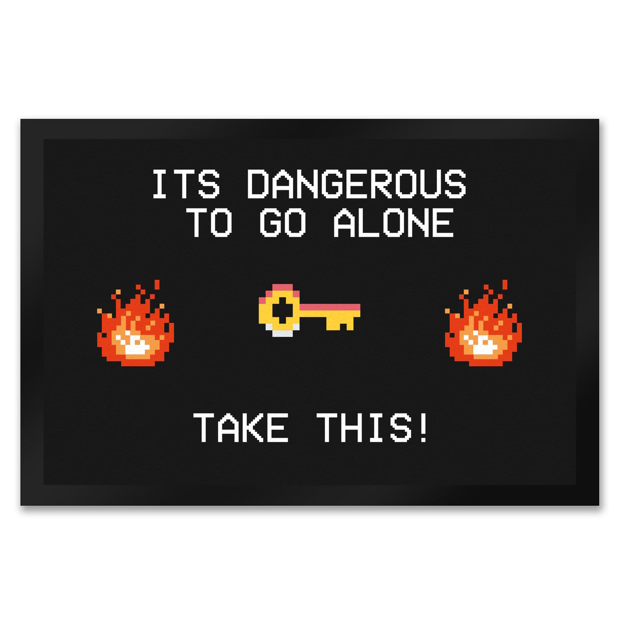 Dangerous to go Alone Fußmatte für alle Retro Zocker mit Pixel-Motiv