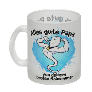 Papas bester Schwimmer Kaffeebecher mit Samen Illustration