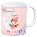 Nilpferd-Kaffeebecher zu ersten Muttertag mit Mama und Baby in rosa