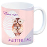 Nilpferd-Kaffeebecher zu ersten Muttertag mit Mama und Baby in rosa