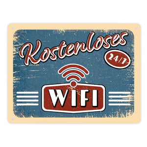 Kostenloses Wifi 24/7 Metallschild im trendigen Retrolook