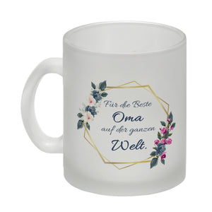 Für die Beste Oma auf der ganzen Welt Kaffeebecher mit Goldrahmen und Blumen