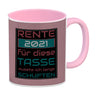 Rente Kaffeebecher - dafür musste ich lange arbeiten - Vintage Tasse bedruckt im retro Stil mit Rentner Spruch - spülmaschinenfest und mikrowellengeeignet bei 330ml Inhalt