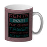 Rente Kaffeebecher - dafür musste ich lange arbeiten - Vintage Tasse bedruckt im retro Stil mit Rentner Spruch - spülmaschinenfest und mikrowellengeeignet bei 330ml Inhalt