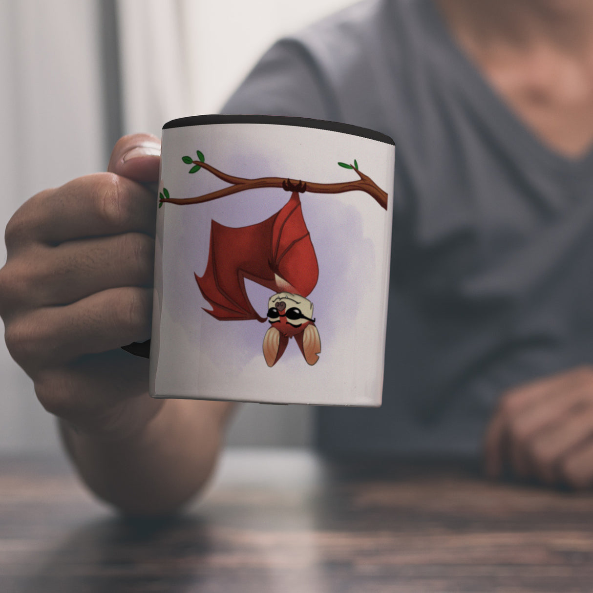 Ich liebe es abzuhängen Kaffeebecher mit lustiger Fledermaus