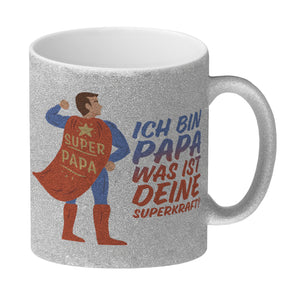 Ich bin Papa was ist deine Superkraft Kaffeebecher mit Superheldmotiv
