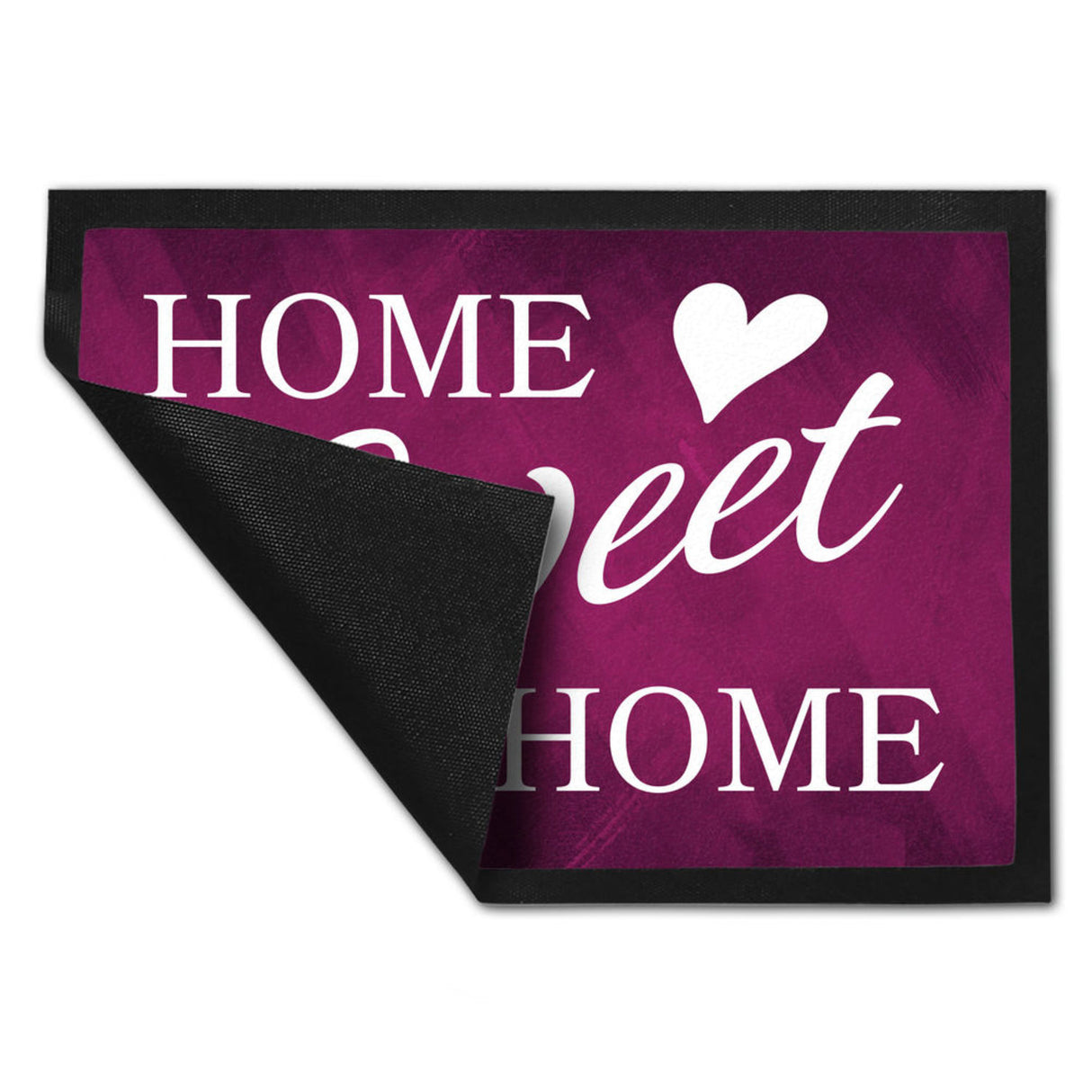 Home Sweet Home Fußmatte mit eleganter Aufschrift auf schwarzem Hintergrund