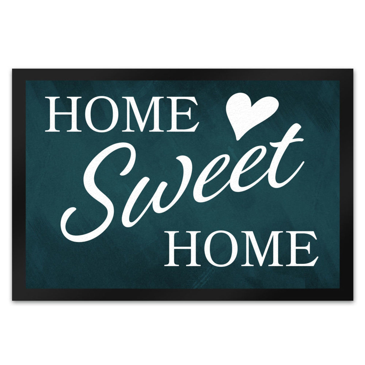 Home Sweet Home Fußmatte mit eleganter Aufschrift auf schwarzem Hintergrund