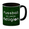 Fussball ist meine Religion Kaffeebecher mit Fussballmotiv