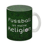 Fussball ist meine Religion Kaffeebecher mit Fussballmotiv