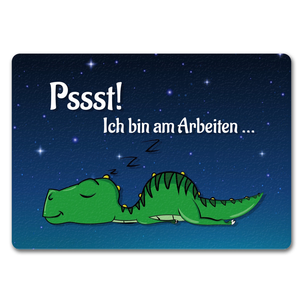 T-Rex Fußmatte in 35x50 cm mit Spruch Pssst! Bin am arbeiten und schlafendem Dino