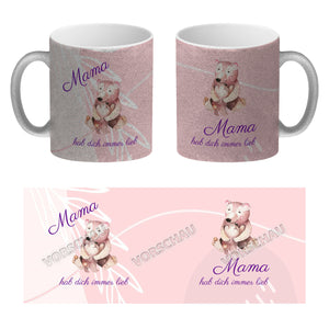 Mama hab dich immer lieb Kaffeebecher mit niedlichem Nilpferd in rosa