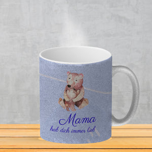 Mama hab dich immer lieb Kaffeebecher mit niedlichem Nilpferd in rosa