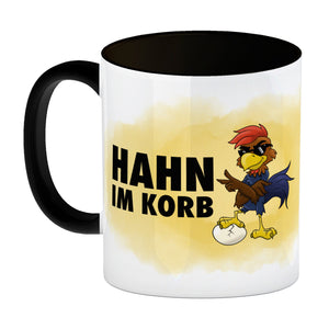 Hahn im Korb - Kaffeebecher mit coolem Cartoon-Hahn