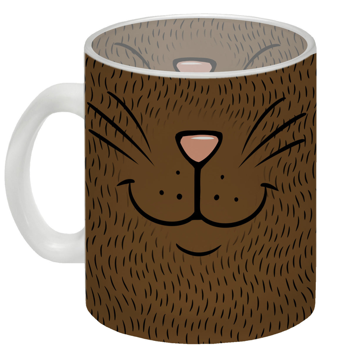 Katzengesicht Kaffeebecher mit süßem Lächeln einer Katze