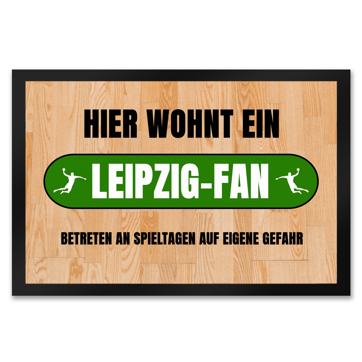 Hier wohnt ein Leipzig-Fan Fußmatte in 35x50 cm mit Turnhallenboden Motiv