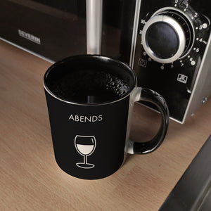 Morgens und Abends Kaffeebecher mit Kaffeebecher und Weinglas Wendemotiv