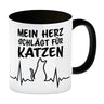 Mein Herz schlägt für Katzen Kaffeebecher mit süßem EKG Motiv