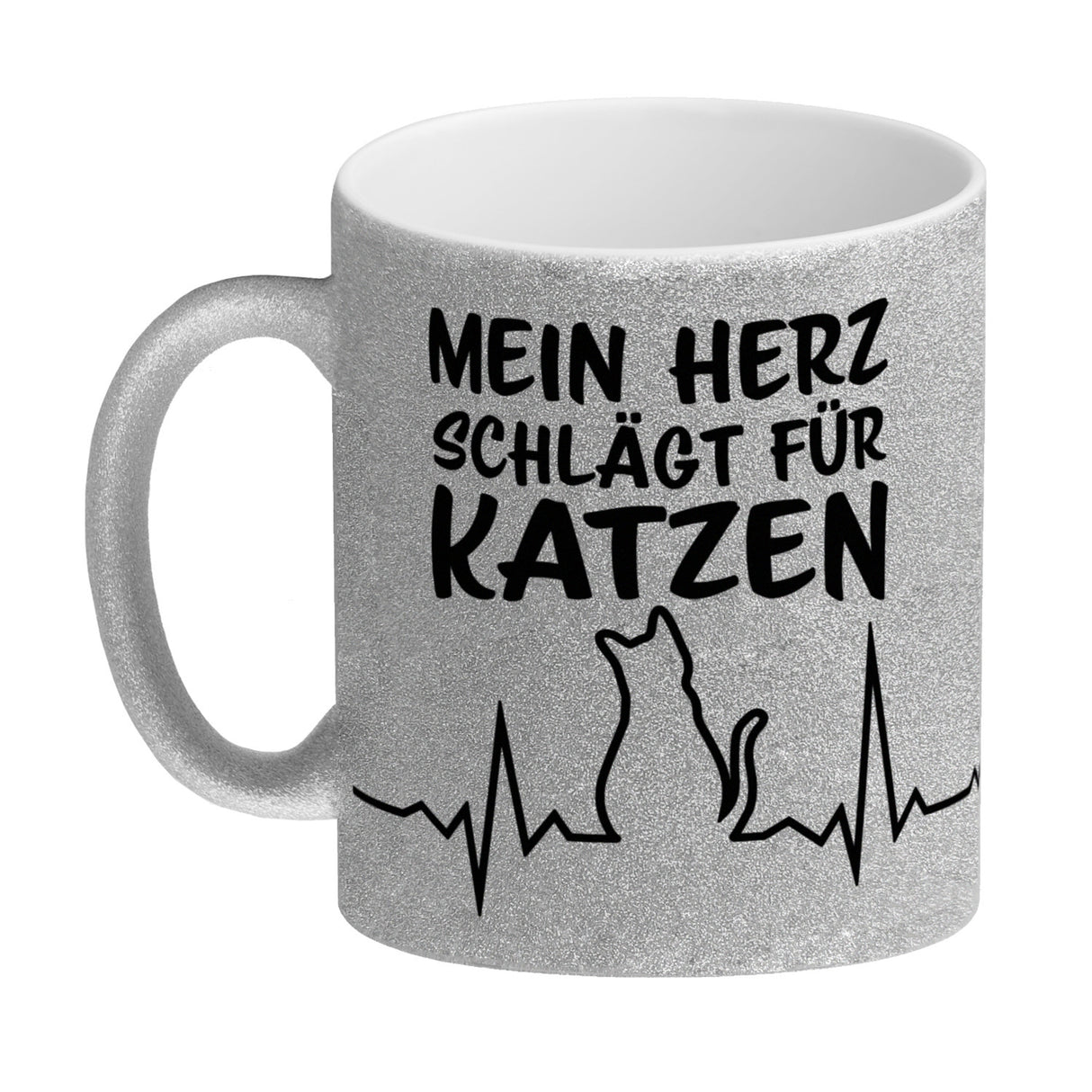 Mein Herz schlägt für Katzen Kaffeebecher mit süßem EKG Motiv