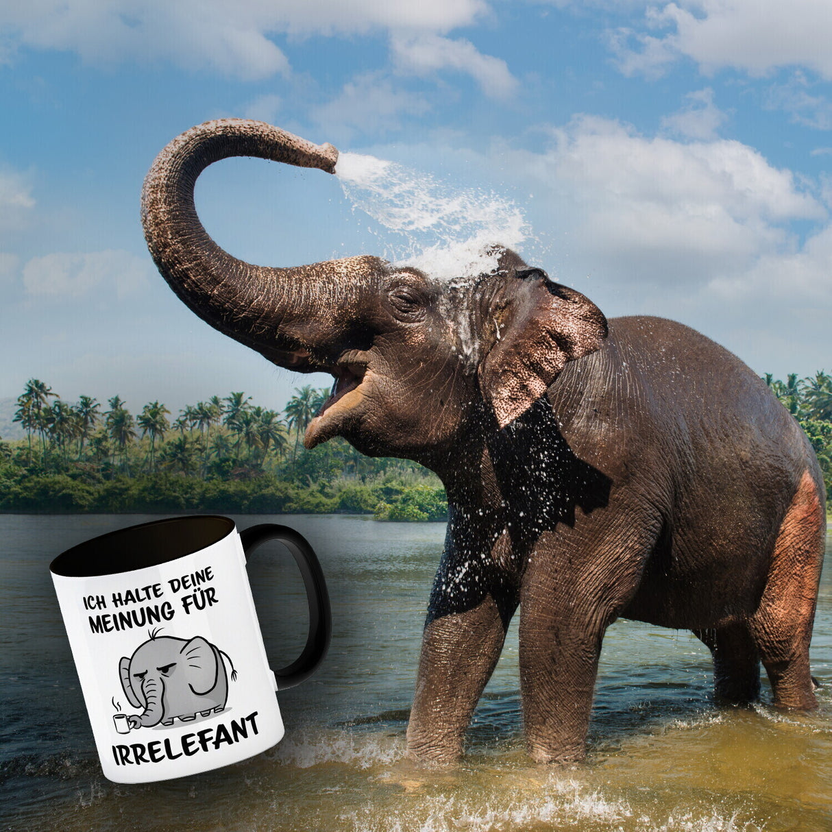 Ich halte deine Meinung für Irrelefant Kaffeebecher mit witzigem Elefanten