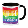 Liebe kennt kein Geschlecht Kaffeebecher mit Regenbogenflagge