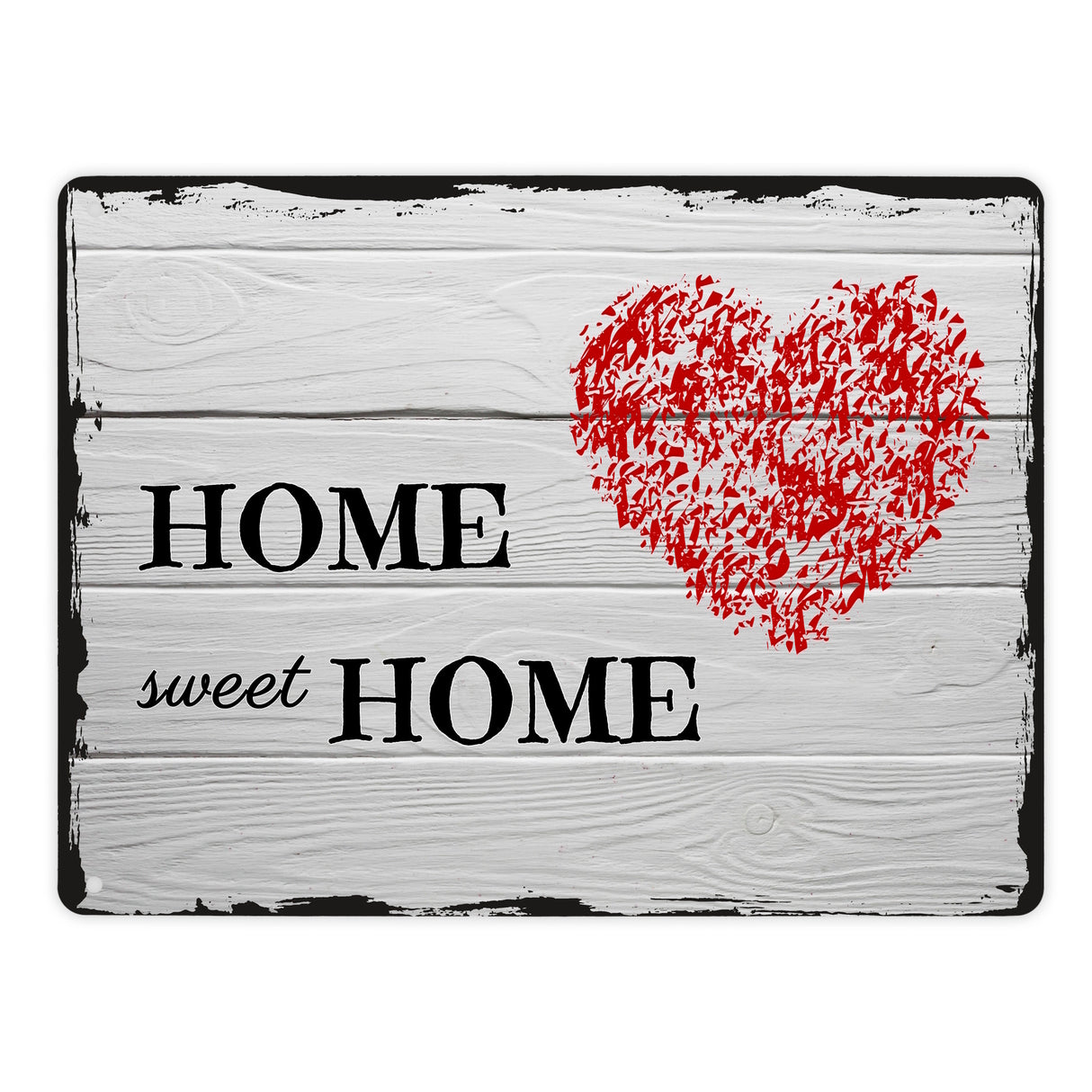 HOME sweet HOME Metallschild in 15x20 cm mit Herz und Holzoptik