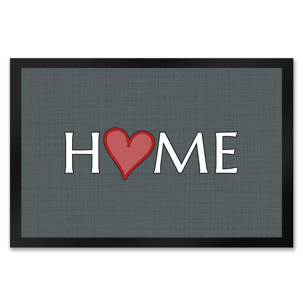Fußmatte in 35x50 cm in dunkelgrau mit Spruch und Symbol Home und Herz
