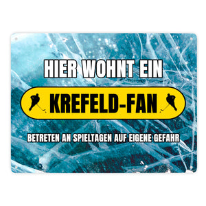 Hier wohnt ein Krefeld-Fan Metallschild in 15x20 cm mit Eishallen Boden-Motiv
