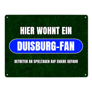 Hier wohnt ein Duisburg-Fan Metallschild in 15x20 cm mit Rasenmotiv