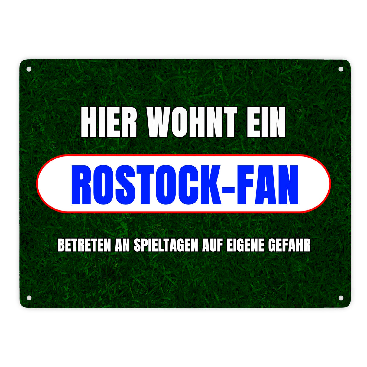 Hier wohnt ein Rostock-Fan Metallschild in 15x20 cm mit Rasenmotiv