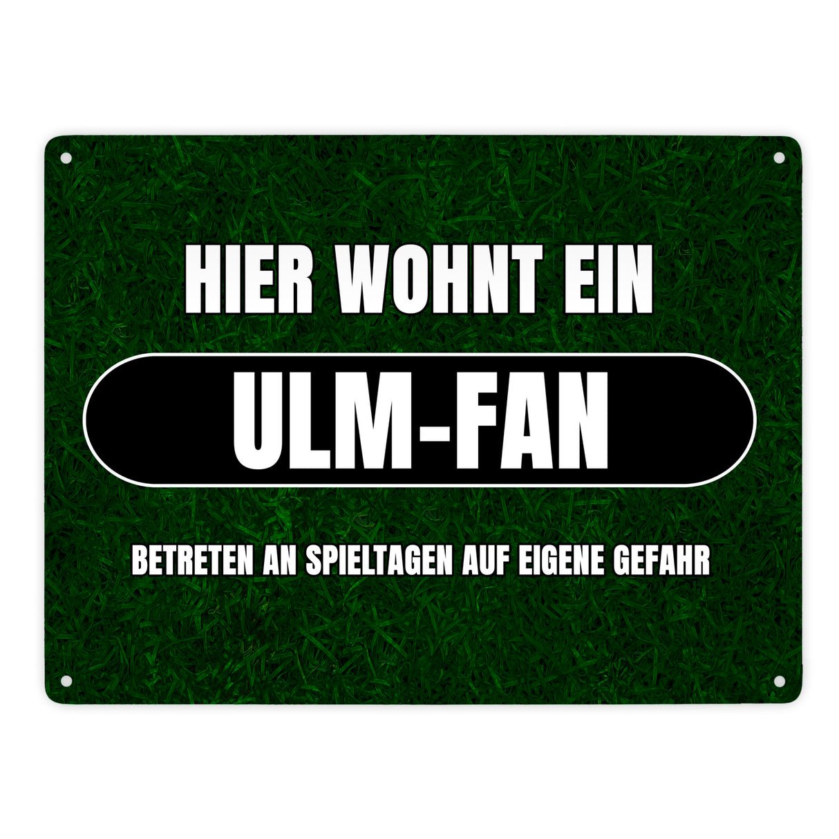 Hier wohnt ein Ulm-Fan Metallschild in 15x20 cm mit Rasenmotiv