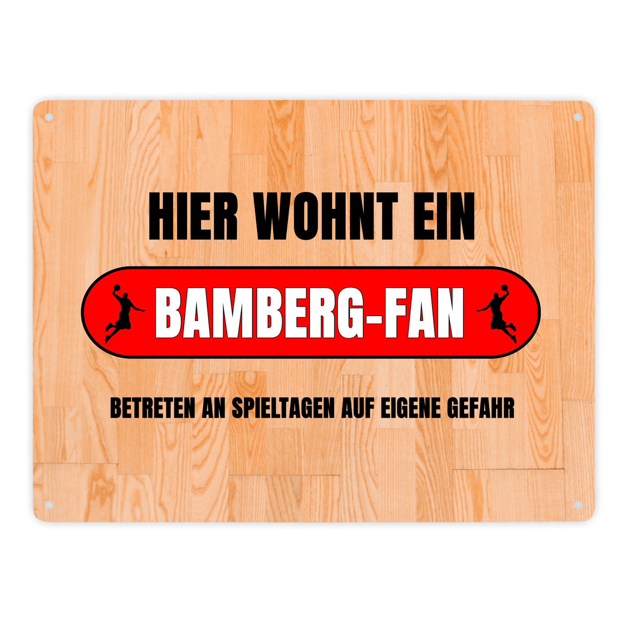Hier wohnt ein Bamberg-Fan Metallschild in 15x20 cm mit Turnhallenboden Motiv