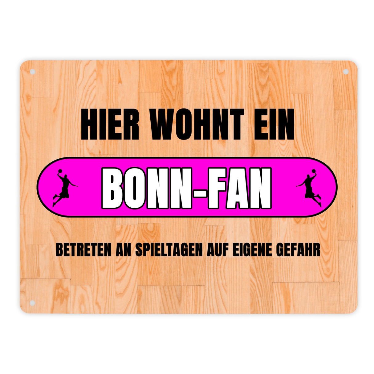Hier wohnt ein Bonn-Fan Metallschild in 15x20 cm mit Turnhallenboden Motiv