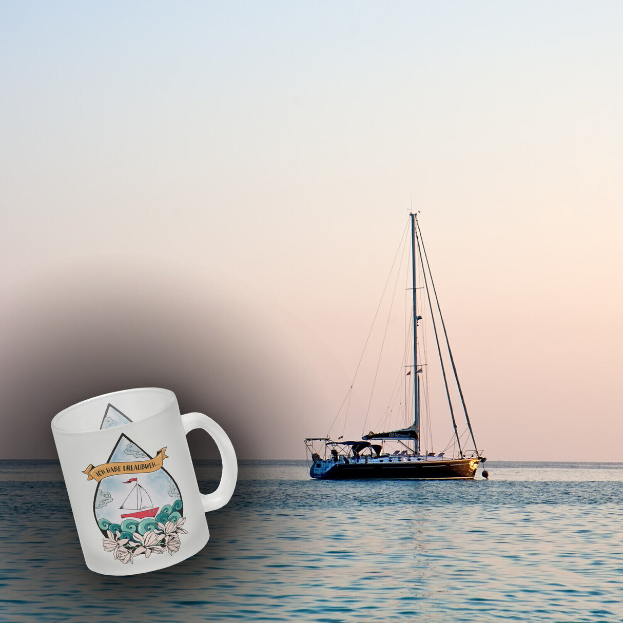 Kaffeebecher Urlaubweh mit maritimen Motiven Fernweh Nordsee Schifffahrt