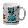 Kaffeebecher mit lustigem Comic Alien Motiv - Ich hasse Menschen