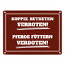 Füttern verboten Koppel-Metallschild in 15x20 cm und weiß