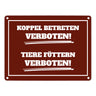 Füttern verboten Koppel-Metallschild in 15x20 cm und weiß