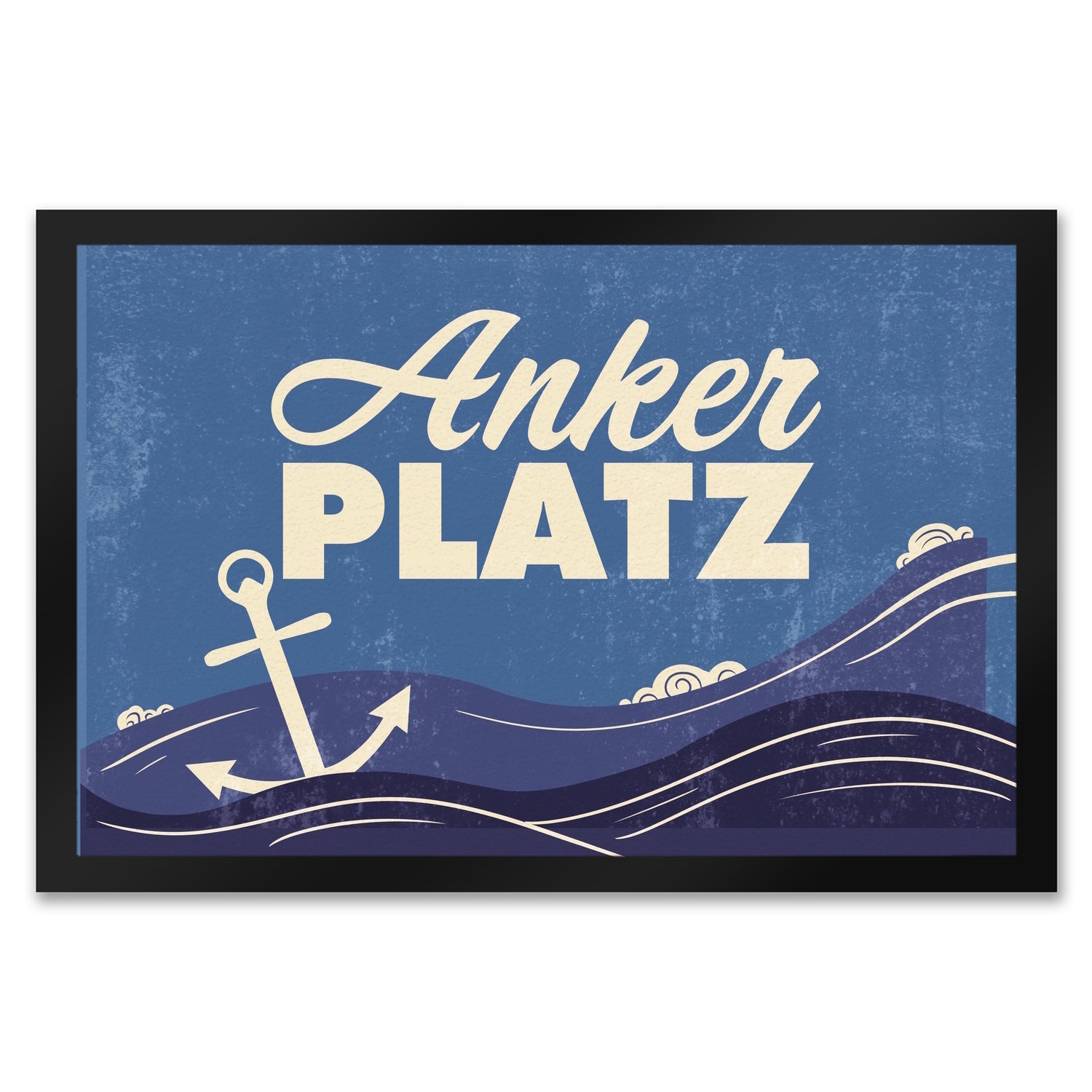 Fußmatte 35x50 Cm Maritim Mit Spruch „Moin & Anker“ – Ohne Rand, Rutschfeste Unterseite