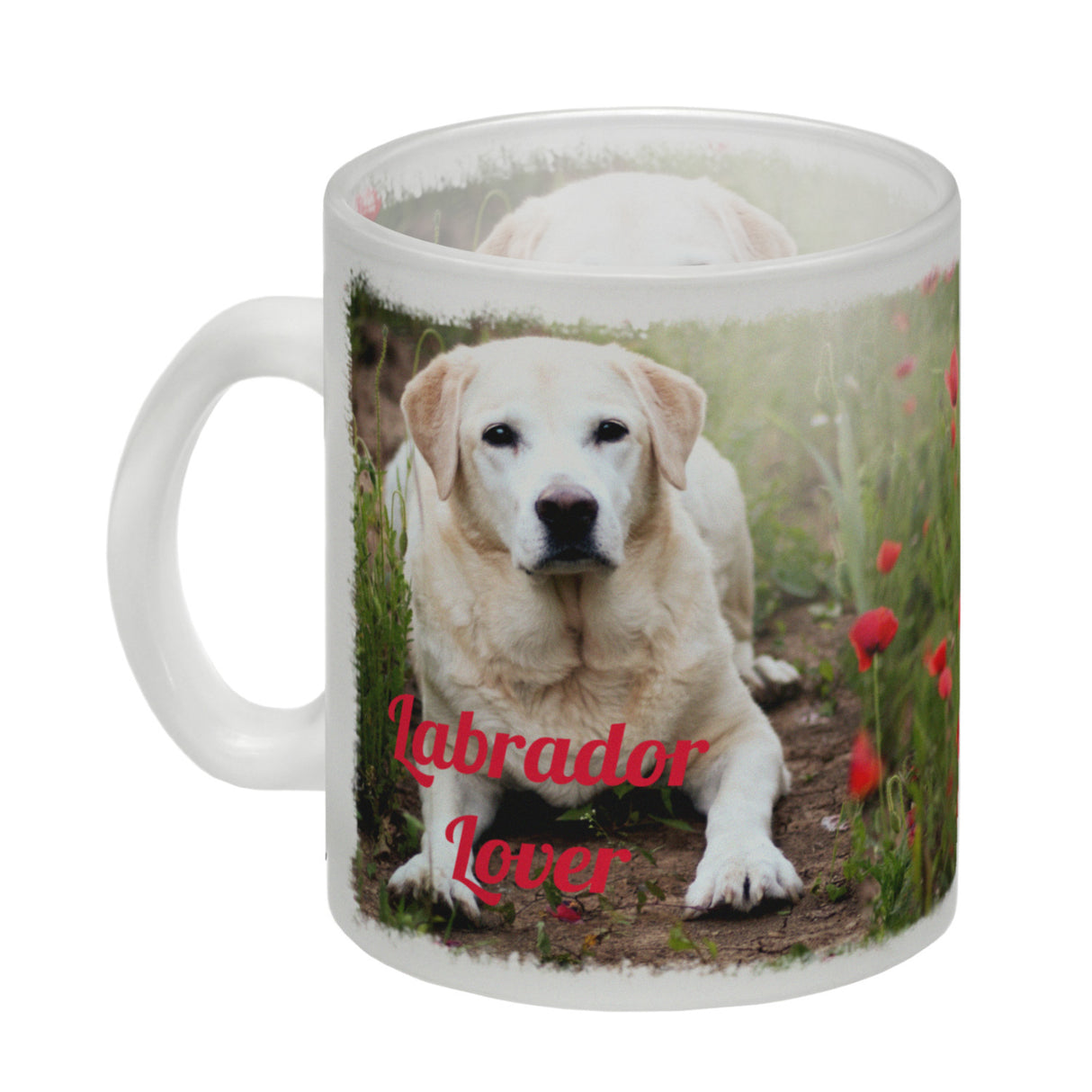 Kaffeetasse mit Fotomotiv Labrador Lover - Labrador im Mohnfeld