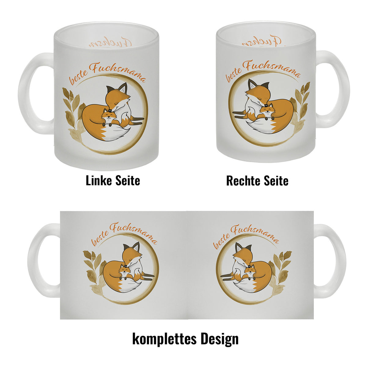 Kaffeebecher mit Motiv - Beste Fuchsmama mit süßem Fuchsbaby und Fuchsmutter