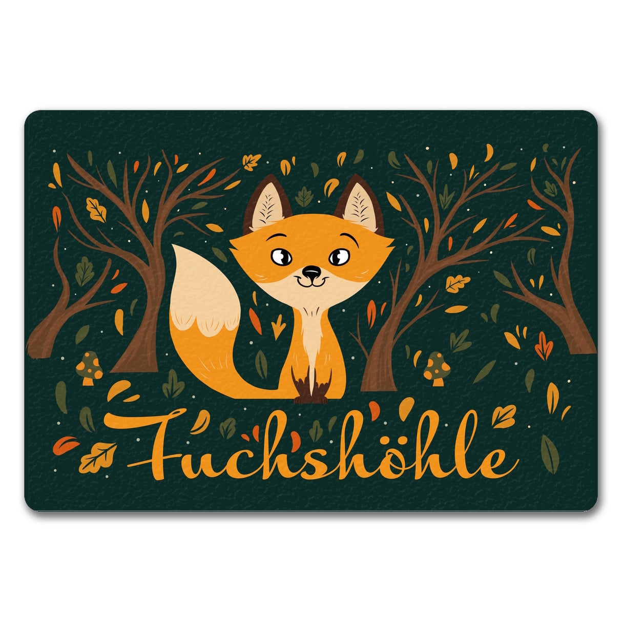 Fußmatte mit niedlichem Fuchs im Wald und Herbst Motiven - Fuchshöhle