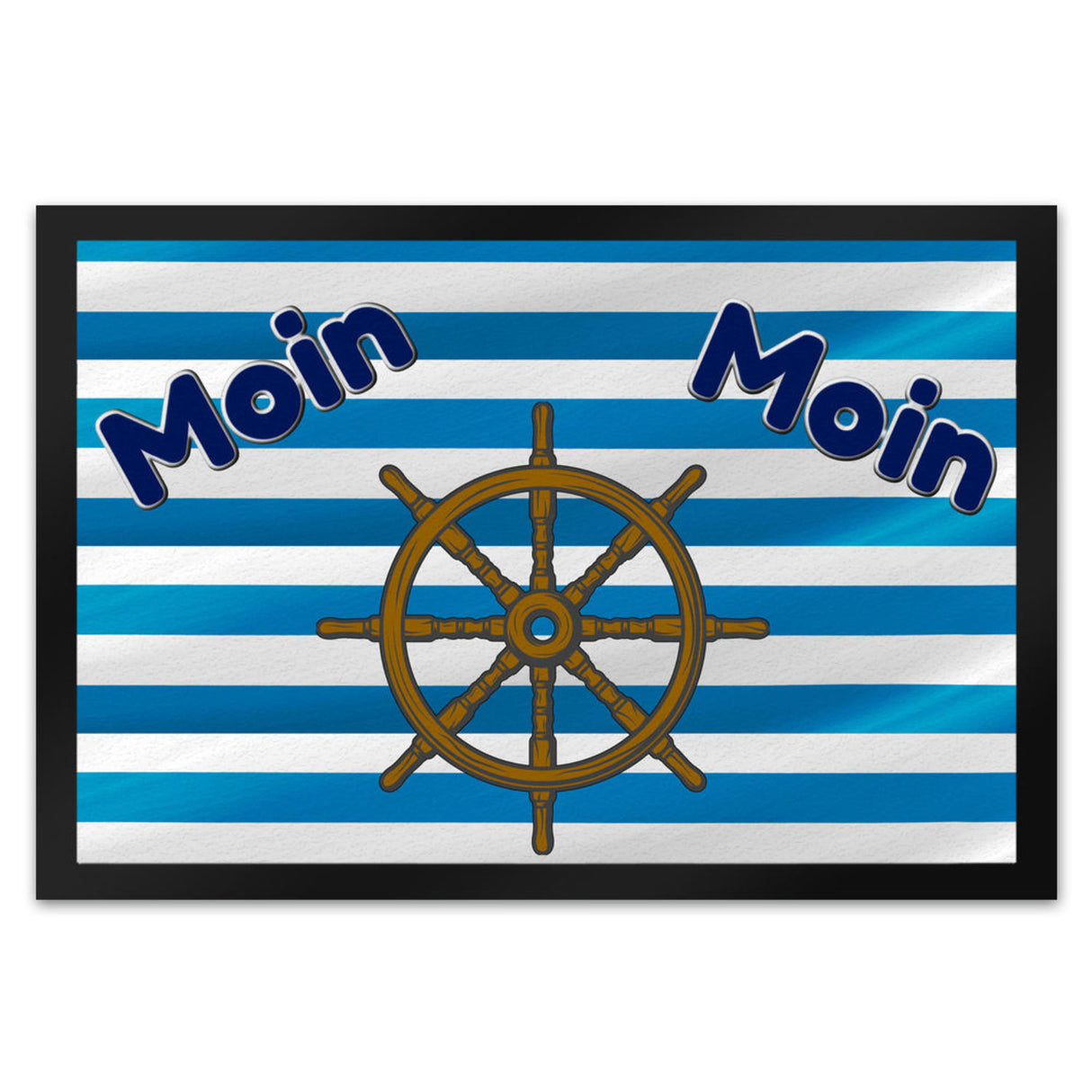 Moin, Moin Fußmatte in 35x50 cm mit Anker und maritimem Hintergrund