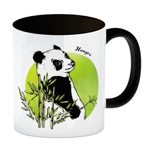 Panda mit Bambus Kaffeebecher und grün