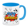 Kaffeetasse mit knalligem Comic Motiv und Spruch - Papa ist mein Superheld