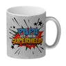 Kaffeetasse mit knalligem Comic Motiv und Spruch - Papa ist mein Superheld