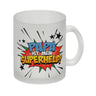 Kaffeetasse mit knalligem Comic Motiv und Spruch - Papa ist mein Superheld