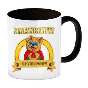 Kaffeebecher mit Superheld - Yorkshire Terrier - Lebensretter auf vier Pfoten