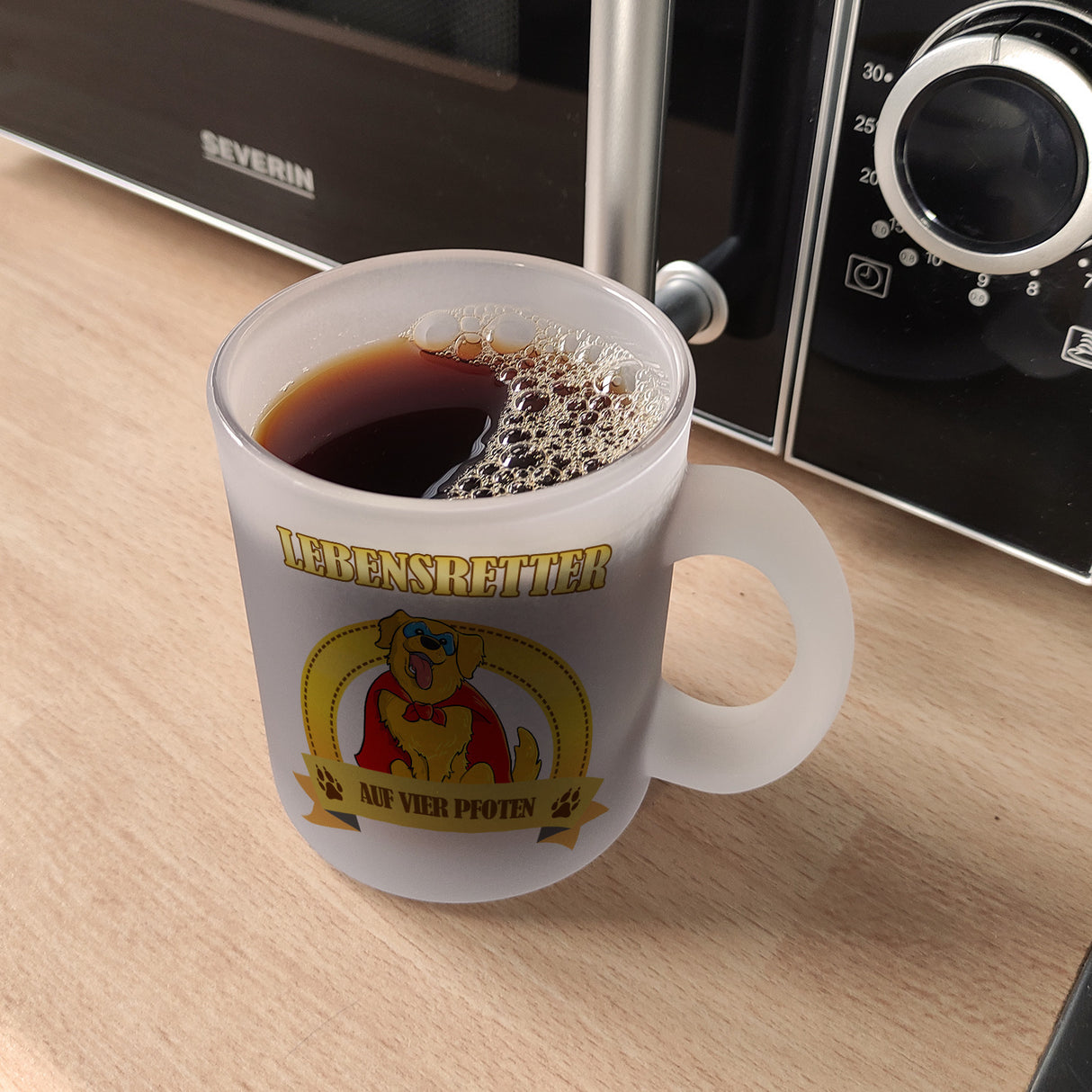 Kaffeebecher mit Superheld - Golden Retriever - Lebensretter auf vier Pfoten