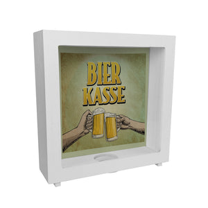 Bierkasse Spardose mit coolem retro Motiv - prostende Bierkrüge für die Hausbar